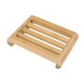 Sapuniera din lemn natural Bambus, anti-derapanta, drenaj apa, 10.9 x 7.5 cm, Maro