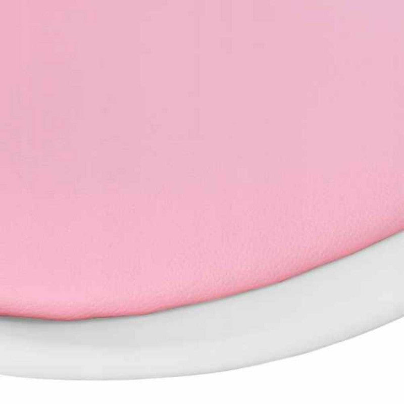 Scaun de Birou cu 5 Roti din Cauciuc, Perna din Piele Ecologica si Sezut din PP, Cadru Aluminiu, 50 x 60 x 89 cm, Alb cu Roz si Casti Wireless cu LED si Slot Card, Model Urechi Pisica, Roz