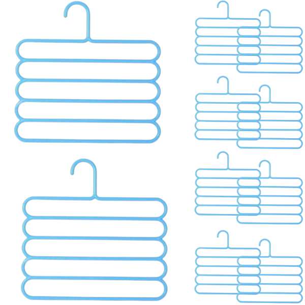 Set 20 Umerase Mercaton din Plastic, cu 5 Pozitii, Pentru Pantaloni, Fuste sau Cravate, 31 x 31 cm, Albastru