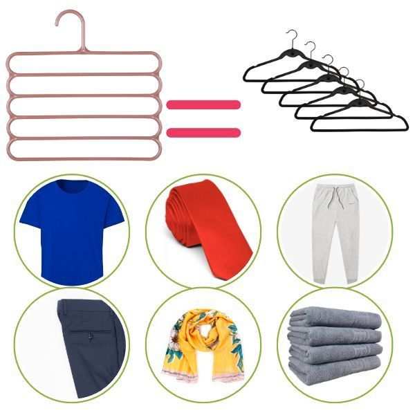 Set 20 Umerase Mercaton din Plastic, cu 5 Pozitii, Pentru Pantaloni, Fuste sau Cravate, 31 x 31 cm, Maro