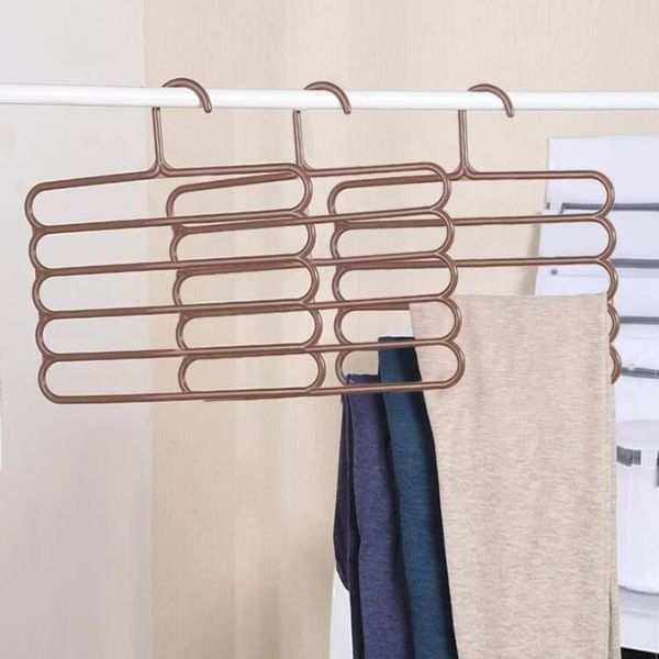Set 20 Umerase Mercaton din Plastic, cu 5 Pozitii, Pentru Pantaloni, Fuste sau Cravate, 31 x 31 cm, Maro
