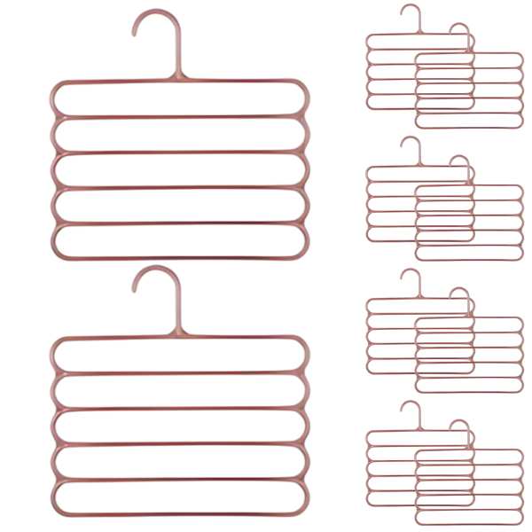 Set 20 Umerase Mercaton din Plastic, cu 5 Pozitii, Pentru Pantaloni, Fuste sau Cravate, 31 x 31 cm, Maro