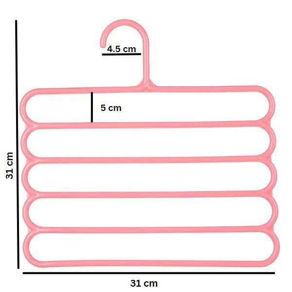 Set 20 Umerase Mercaton din Plastic, cu 5 Pozitii, Pentru Pantaloni, Fuste sau Cravate, 31 x 31 cm, Roz