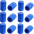 Set 12 Capace Hexagonale pentru Valva Auto, Aliaj Aluminiu, Lungime 1.8 cm, Albastru
