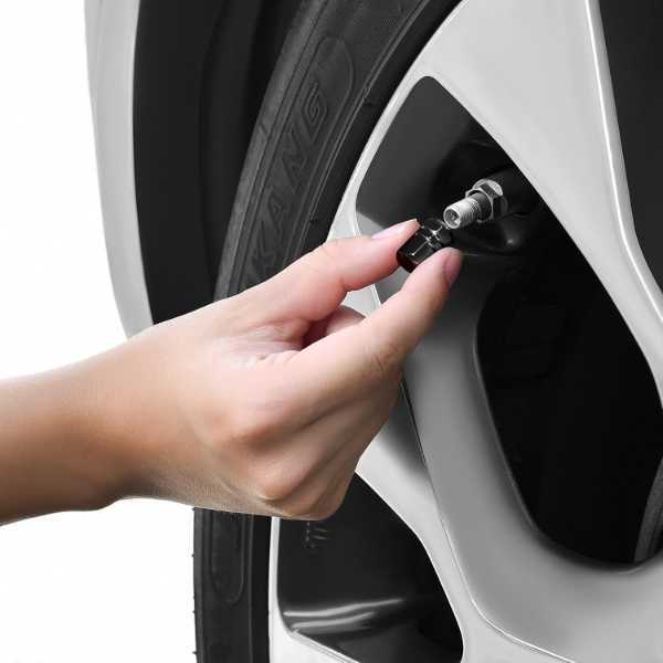Set 12 Capace Hexagonale pentru Valva Auto, Aliaj Aluminiu, Lungime 1.8 cm, Negru