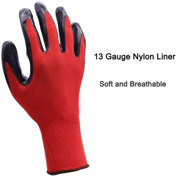 Set 2 Manusi Mercaton cu Palme Acoperite din Latex Calibru 13, Respirabile, Rosu cu Negru, Marimea 9, L