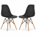 Set 2 Scaune Acerenza, Stil Scandinav cu Picioare din Lemn de Fag, Cadru Metalic, Sezut PP, Maxim 100 Kg, 40 x 50 x 77 cm, Negru