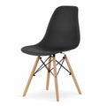 Scaun Acerenza, Stil Scandinav cu Picioare din Lemn de Fag, Cadru Metalic, Sezut PP, Maxim 100 Kg, 40 x 50 x 77 cm, Negru