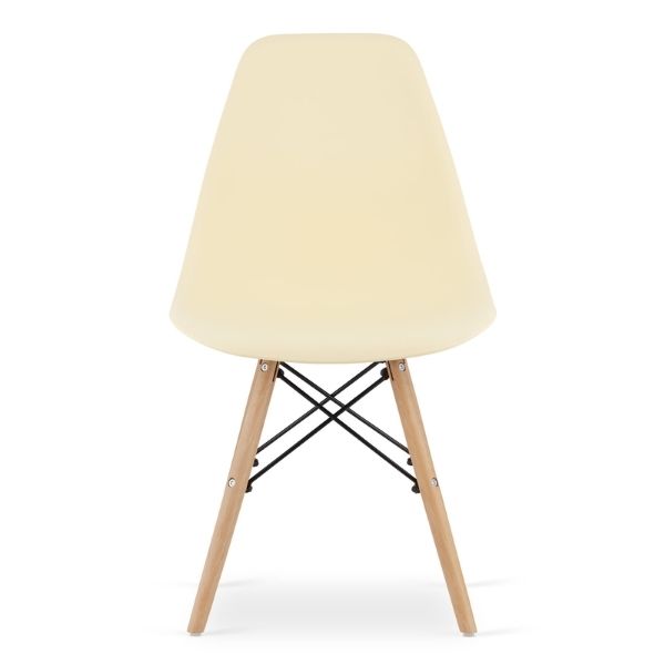 Set 2 Scaune, Stil Scandinav cu Picioare din Lemn de Fag, Sezut PP, 46 x 54 x 81 cm, Crem