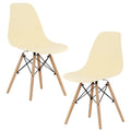 Set 2 Scaune, Stil Scandinav cu Picioare din Lemn de Fag, Sezut PP, 46 x 54 x 81 cm, Crem