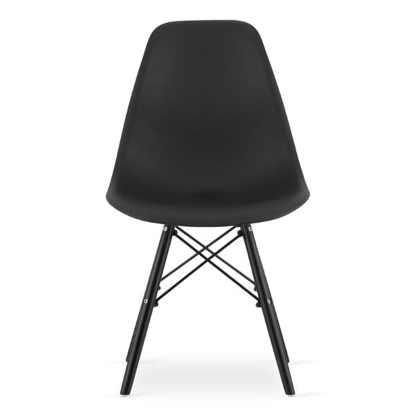 Set 2 Scaune, Stil Scandinav cu Picioare din Lemn de Fag, Sezut PP, 46 x 54 x 81 cm, Negru