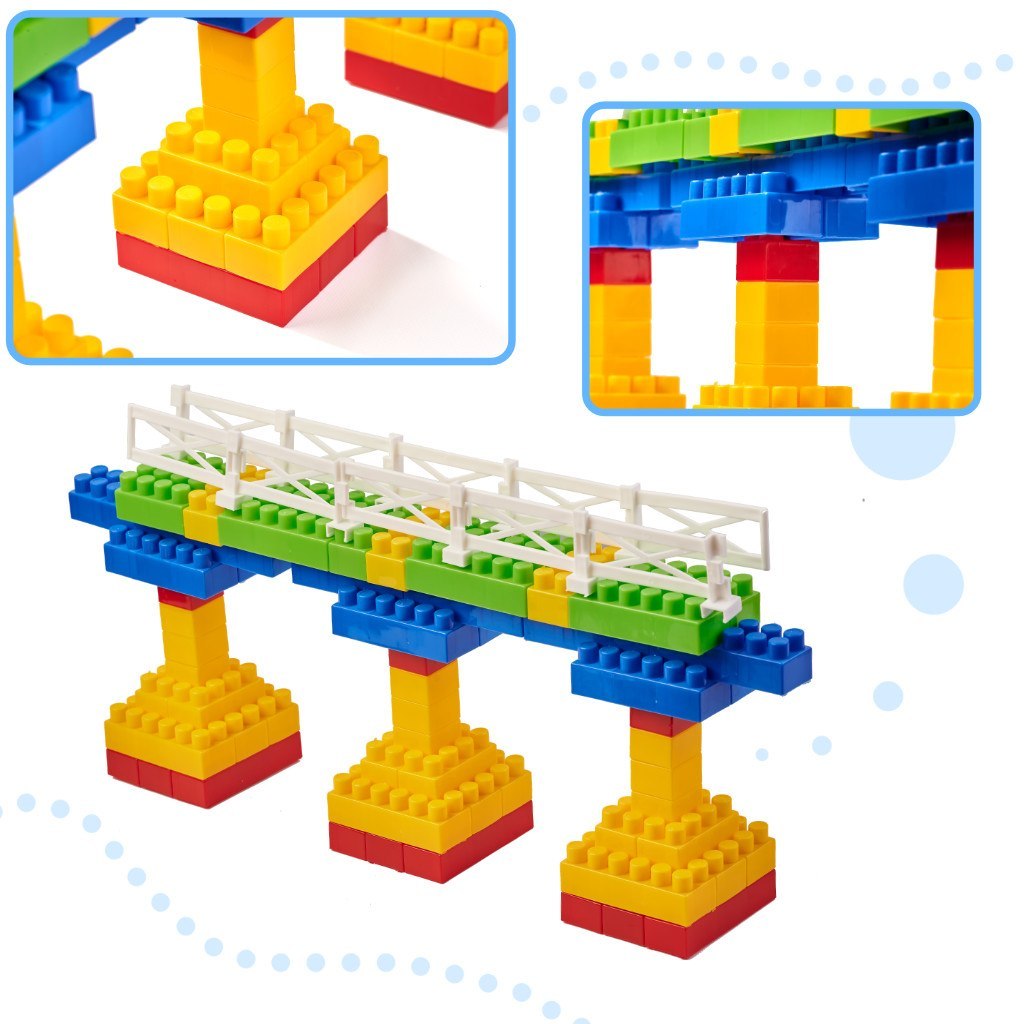 Set 292 piese,  cuburi de constructie din plastic pentru copii, Ferma, 24 x 66 cm