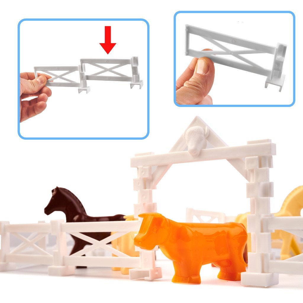 Set 292 piese,  cuburi de constructie din plastic pentru copii, Ferma, 24 x 66 cm