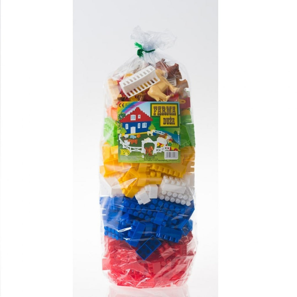 Set 292 piese,  cuburi de constructie din plastic pentru copii, Ferma, 24 x 66 cm