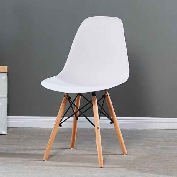 Set 3 Scaune Acerenza, Stil Scandinav cu Picioare din Lemn de Fag, Cadru Metalic, Sezut PP, Maxim 100 Kg, 40 x 50 x 77 cm, Negru