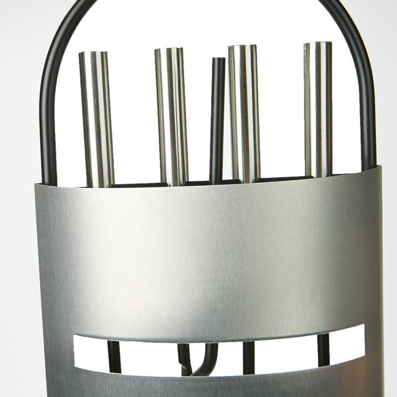 Set 4 Accesorii cu Suport pentru Semineu si Soba din Inox, 66 cm, Argintiu