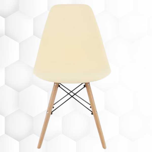 Set 4 Scaune Stil Scandinav cu Picioare din Lemn de Fag, Sezut PP, 46 x 54 x 81 cm, Crem