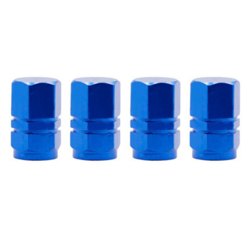 Set 4 capace hexagonale decorative pentru valva auto, Aluminiu, 1.8 cm, Albastru