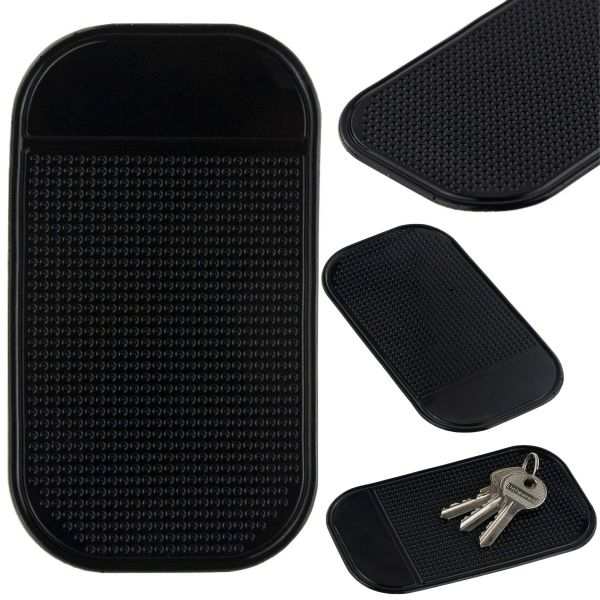 Set 5 Suporti Auto Mercaton, Antiderapanti din Silicon Cauciucat si Lipios pentru Chei sau Obiecte Mici, 13 x 7 cm, Negru