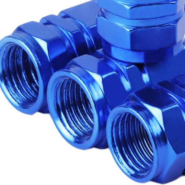 Set 8 Capace Hexagonale pentru Valva Auto, Aliaj Aluminiu, Lungime 1.8 cm, Albastru
