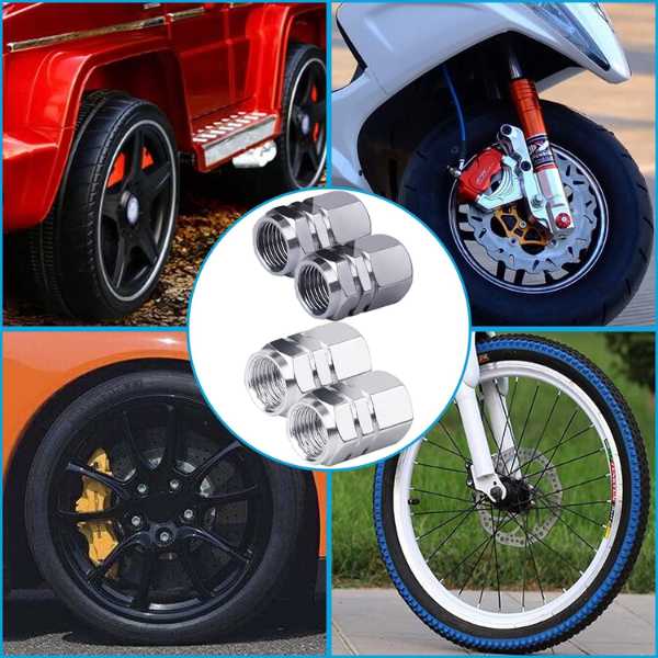 Set 8 Capace Hexagonale pentru Valva Auto, Aliaj Aluminiu, Lungime 1.8 cm, Argintiu