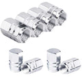 Set 8 Capace Hexagonale pentru Valva Auto, Aliaj Aluminiu, Lungime 1.8 cm, Argintiu