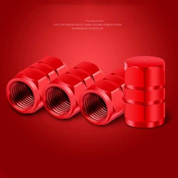 Set 8 Capace Hexagonale pentru Valva Auto, Aliaj Aluminiu, Lungime 1.8 cm, Rosu