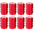 Set 8 Capace Hexagonale pentru Valva Auto, Aliaj Aluminiu, Lungime 1.8 cm, Rosu