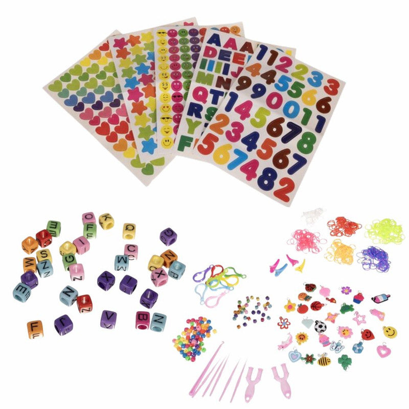 Set creativ pentru copii, 3000 piese, benzi de cauciuc, croșetate si elemente decorative pentru creare bratari si bijuterii colorate, 13 x 17 cm, Ani 6+, Multicolor