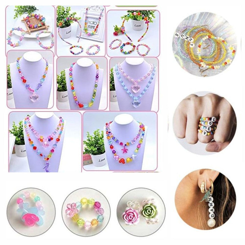 Set creativ pentru copii, margele si accesorii pentru realizare bratari colorate, 900 piese, 13 x 26 x 2.5 cm, Multicolor
