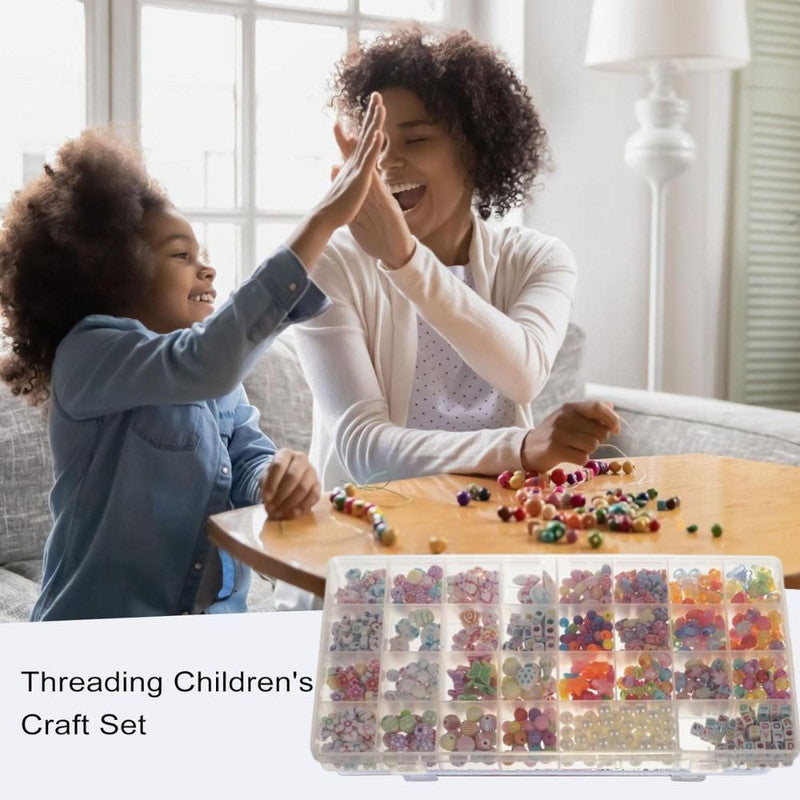 Set creativ pentru copii, margele si accesorii pentru realizare bratari colorate, 900 piese, 13 x 26 x 2.5 cm, Multicolor