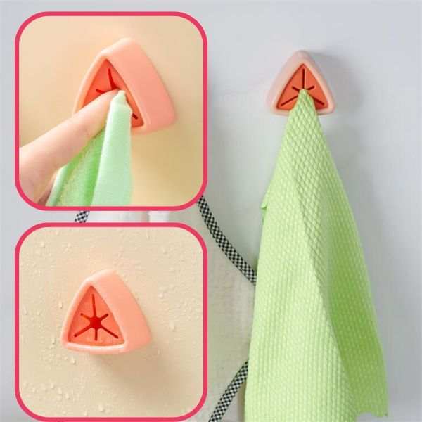 Suport Autoadeziv Mercaton pentru Prosoape, Plastic, Tip Agatatoare, Impermeabil, Sistem Push Free, Montaj pe Perete, 5 x 2.3 cm, Roz