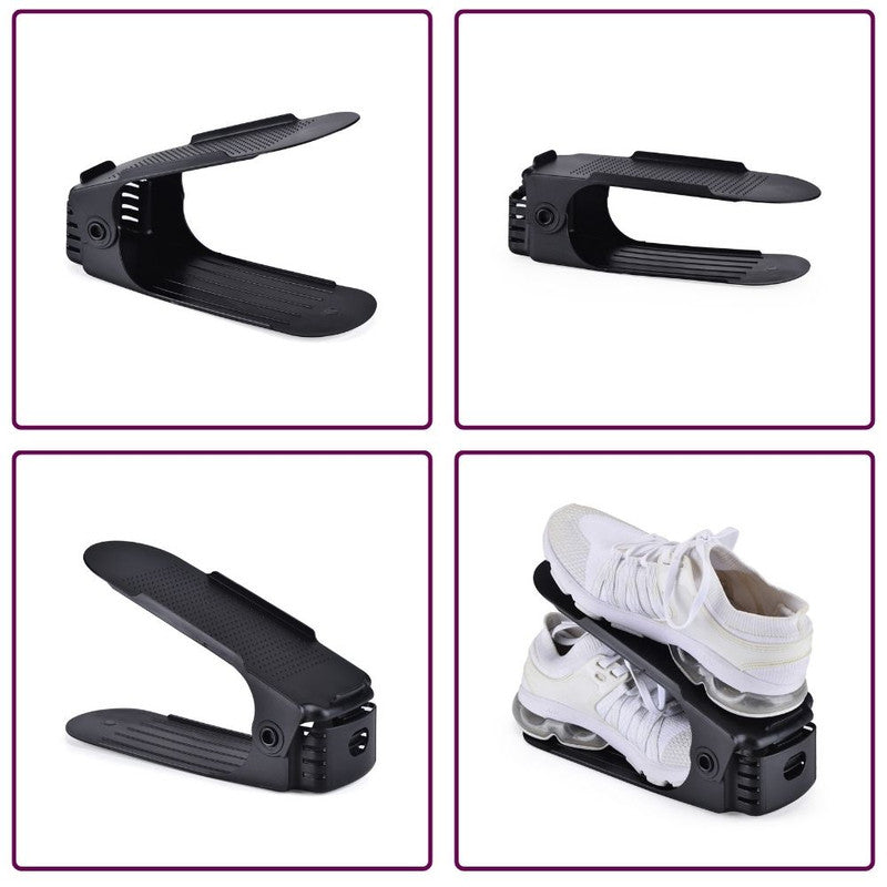 Suport antiderapant si ajustabil pentru depozitare o pereche de incaltaminte, PP, 6×25.5×11/17 cm, Negru