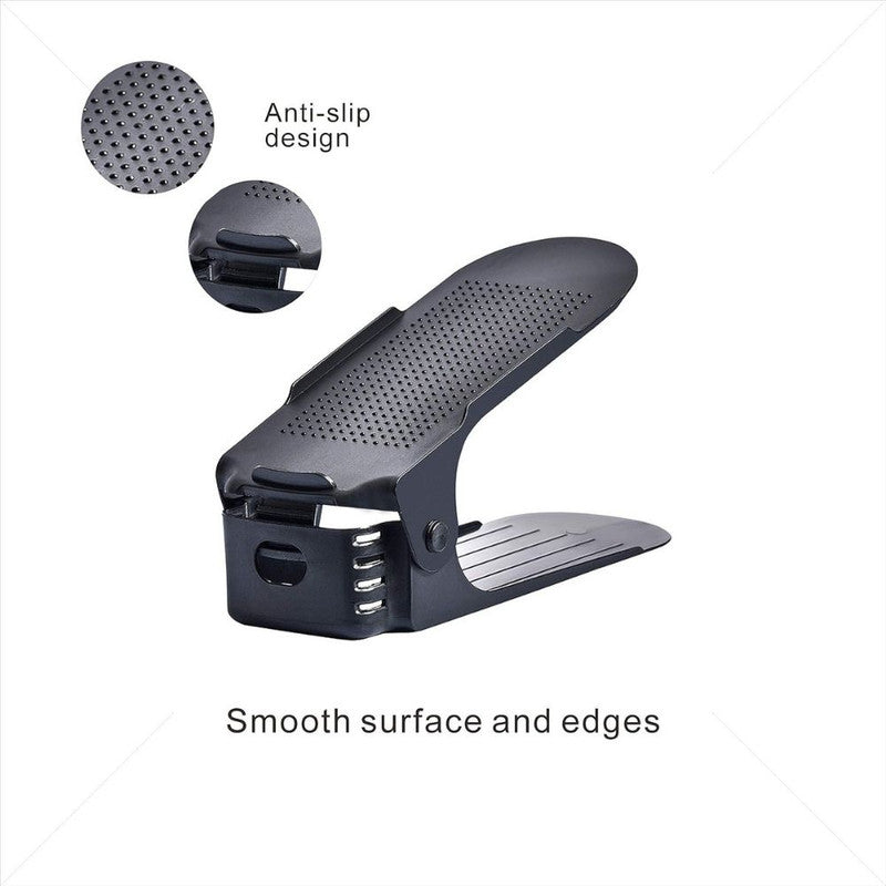 Suport antiderapant si ajustabil pentru depozitare o pereche de incaltaminte, PP, 6×25.5×11/17 cm, Negru