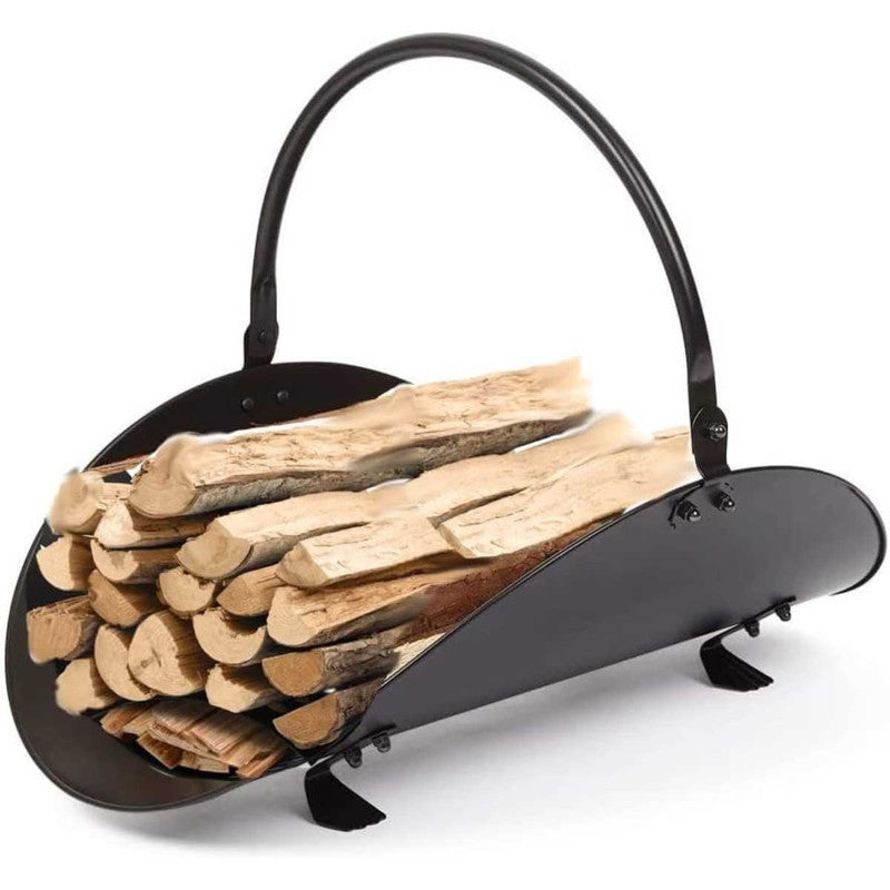 Suport de Depozitat Lemne, Pentru Semineu, Aliaj Forjat, 48 cm, Negru