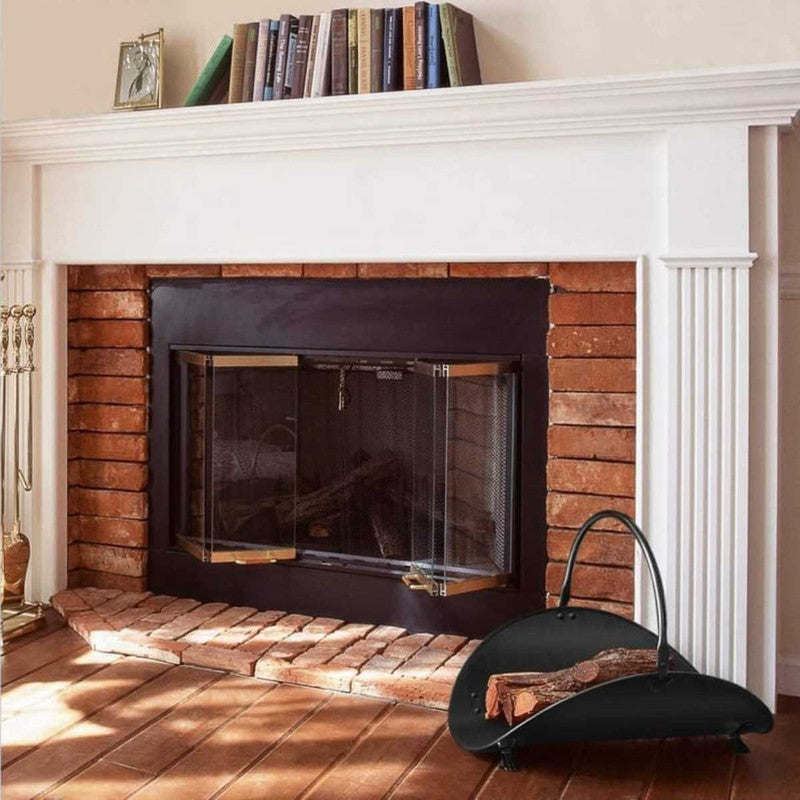 Suport de Depozitat Lemne, Pentru Semineu, Aliaj Forjat, 48 cm, Negru