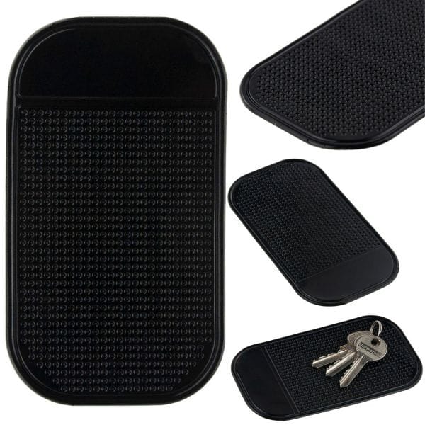 Suport universal din silicon cauciucat, antiderapant si lipicios pentru chei sau telefon, Negru, 13 X 7 cm