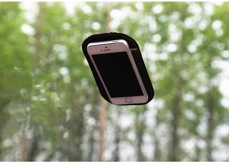 Suport universal din silicon cauciucat, antiderapant si lipicios pentru chei sau telefon, Negru, 13 X 7 cm