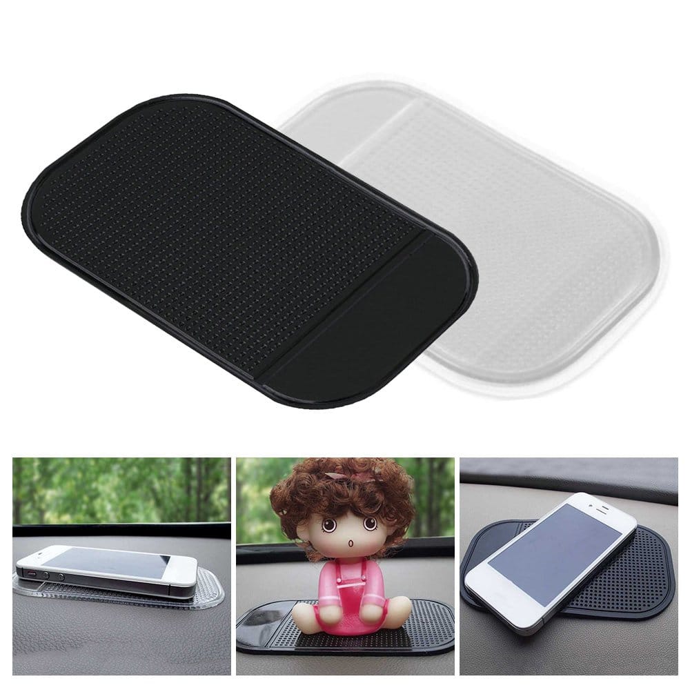 Suport universal din silicon cauciucat, antiderapant si lipicios pentru chei sau telefon, Negru, 13 X 7 cm