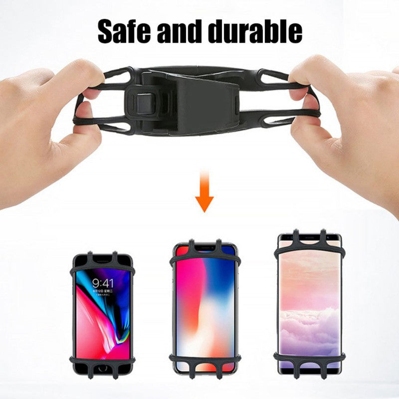 Suport universal din silicon pentru Telefoane cu Display pana la 8″, Flexibil, Montaj pe Ghidon, Compatibil si cu Carut, Trotineta sau Scuter, Negru