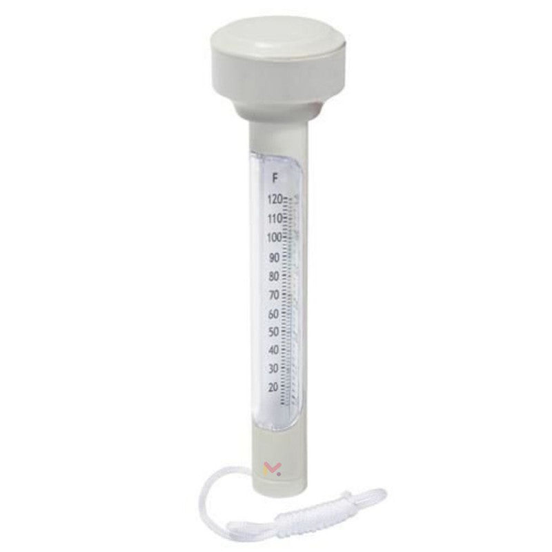 Termometru plutitor cu snur pentru masurarea temperaturii apei din piscine, 19 x 5 cm, Alb