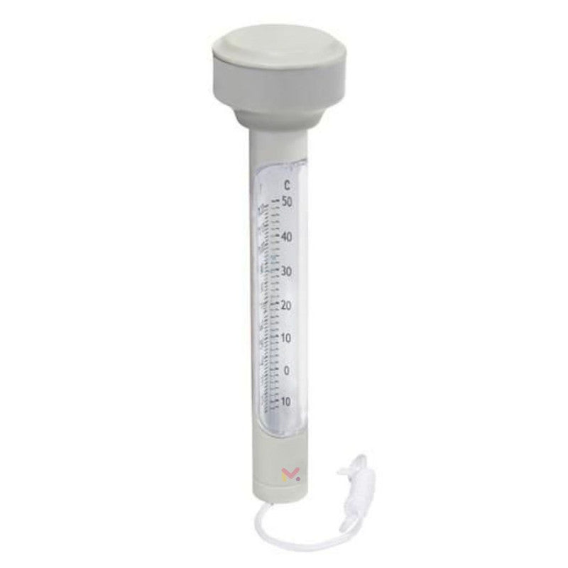 Termometru plutitor cu snur pentru masurarea temperaturii apei din piscine, 19 x 5 cm, Alb