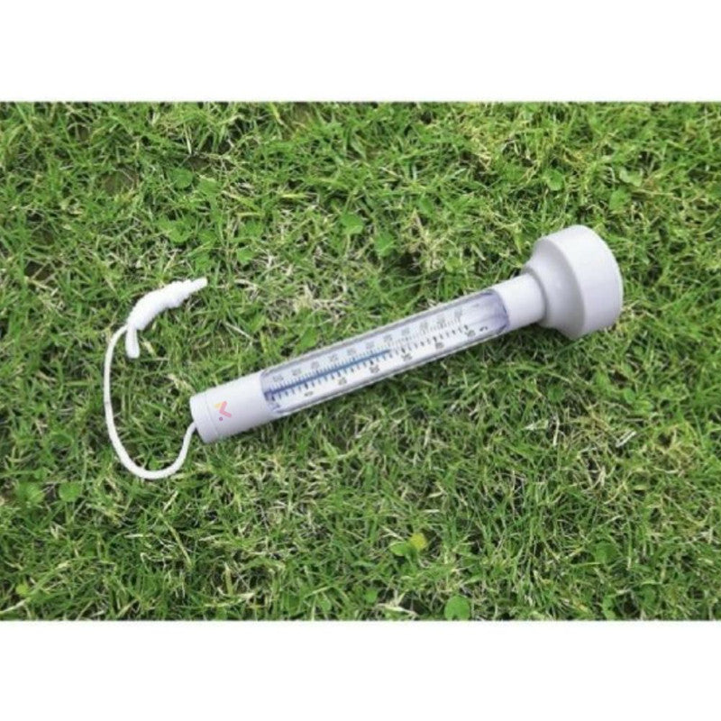 Termometru plutitor cu snur pentru masurarea temperaturii apei din piscine, 19 x 5 cm, Alb