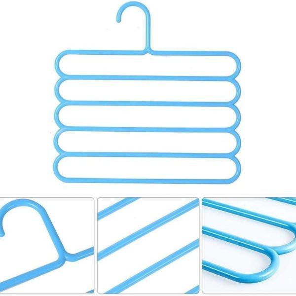 Umeras Mercaton din Plastic, Antiderapant si Multifunctional pentru Organizarea Hainelor, cu 5 Pozitii, 31×31 cm, Albastru