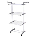 Uscator Vertical de Rufe, Mercaton, 3 Nivele, Pliabil, Roti cu Sistem Blocare, Capacitate 40 Kg, Cadru Otel, 75 x 126 cm, Alb