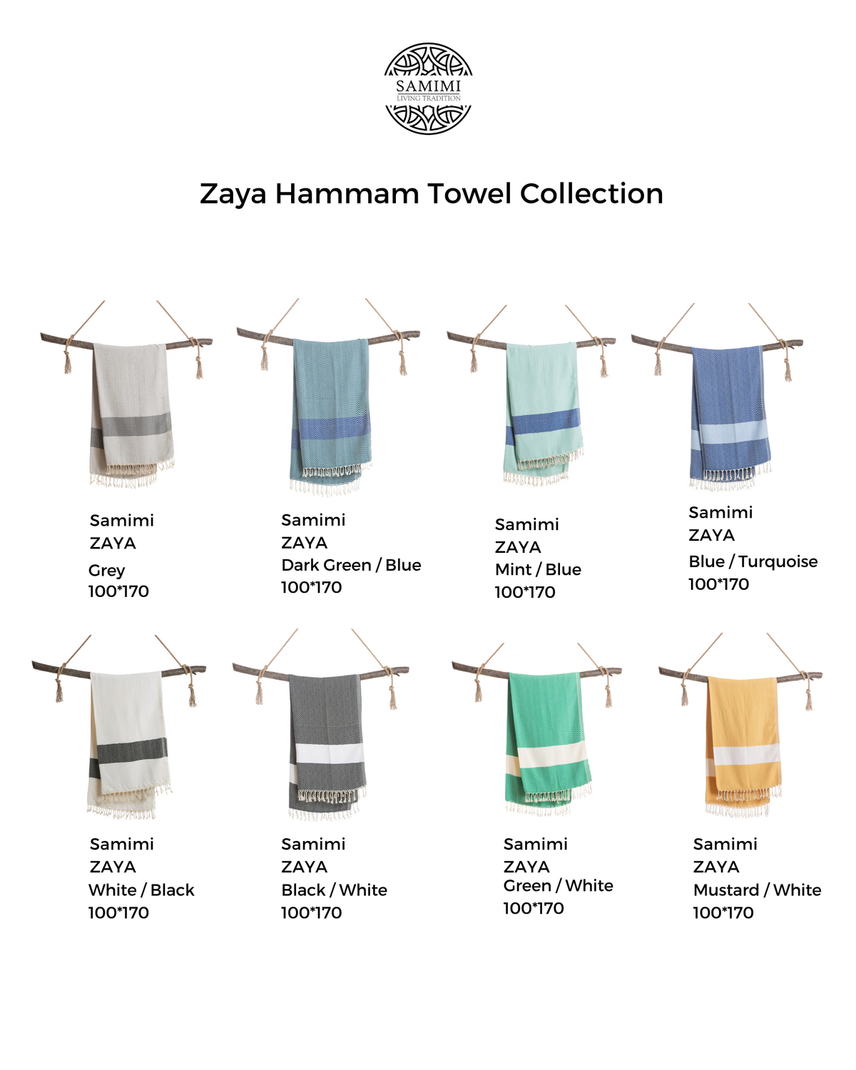 ZAYA Hammam Towel, Beach Towel, Pestemal - Mustard / White-4