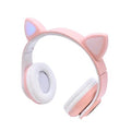 Casti audio Wireless, Microfon incorporat, Bluetooth 5.0, Slot Card, LED, Model Urechi Pisica, Radio, Roz