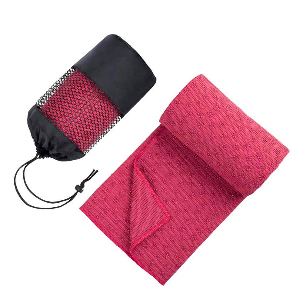 Antypoślizgowy ręcznik do jogi z torbą w prezencie-pink-2